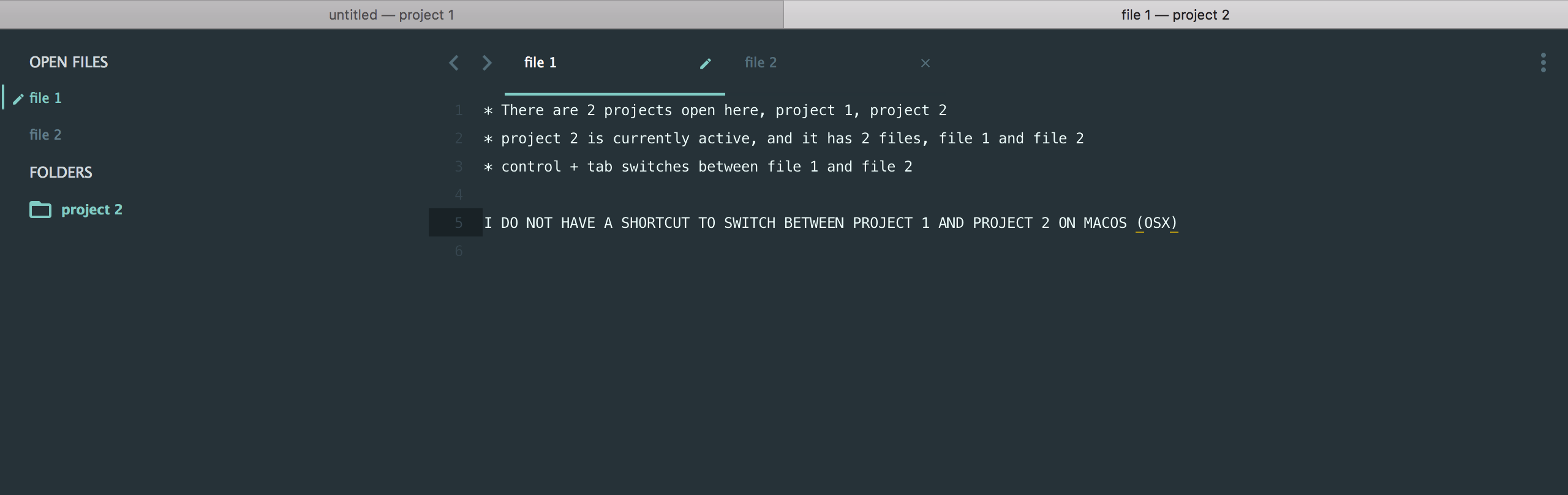 Keyboard shortcut for switching between fullscreen sublime projects, macOS  - Technical Support - Sublime Forum