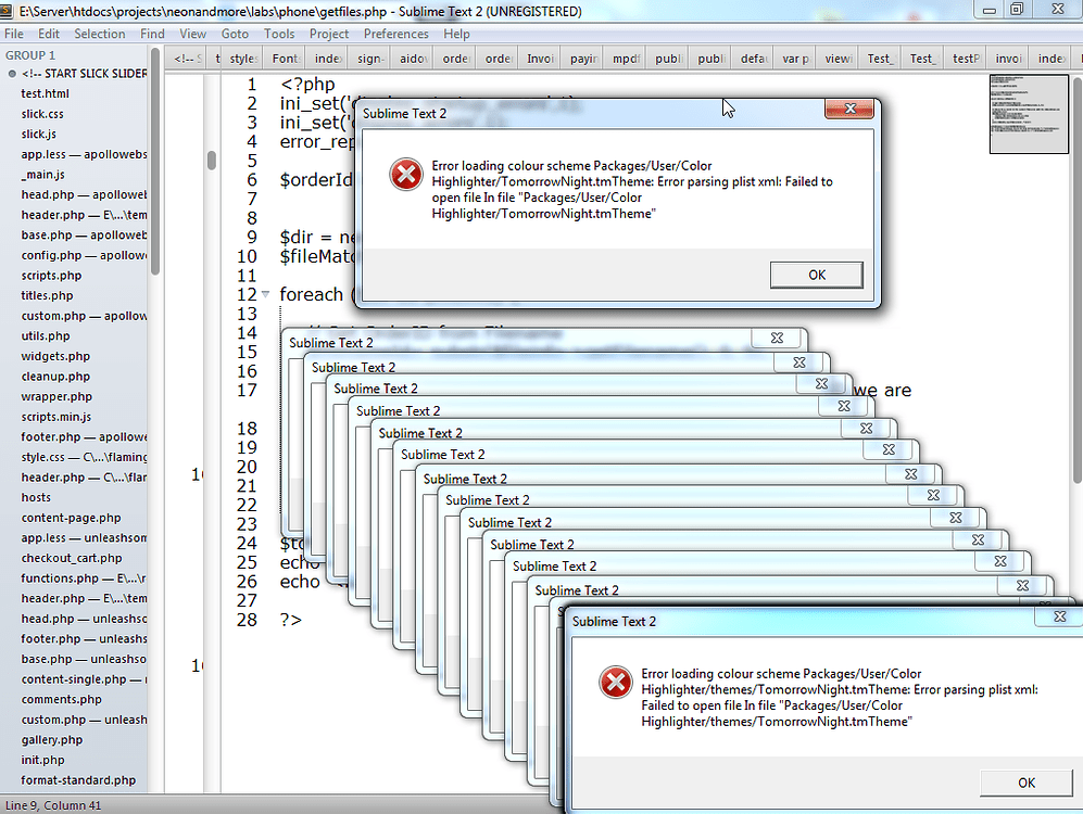 Error loading colour scheme Package and Error parsing plist - Technical ...