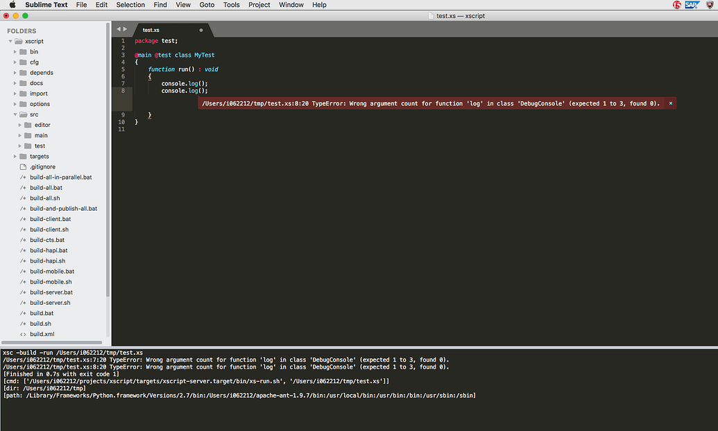 run command on sublime text for mac