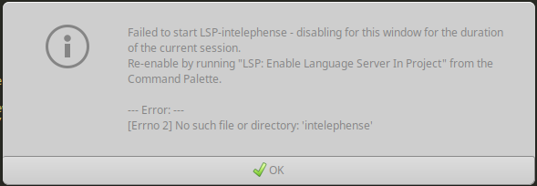 LSP failure dialog
