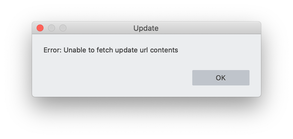 Error: unable to fetch update url contents - Technical Support