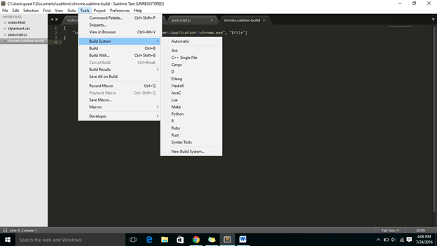 sublime text 2 build system chrome for mac