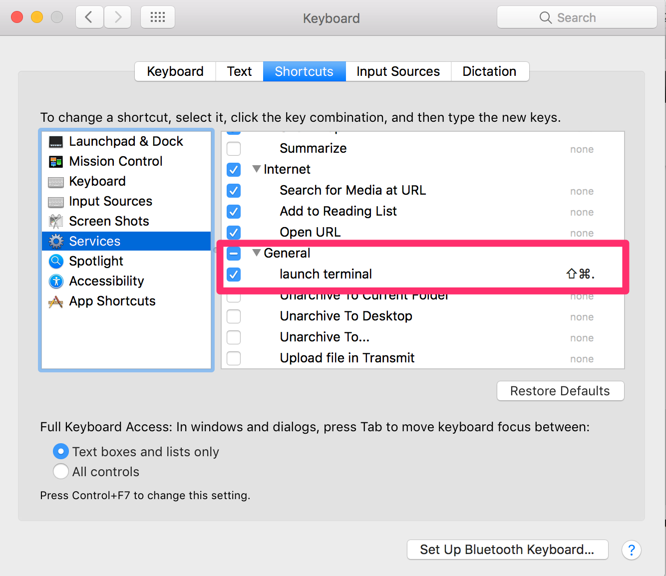 macbook open terminal shortcut