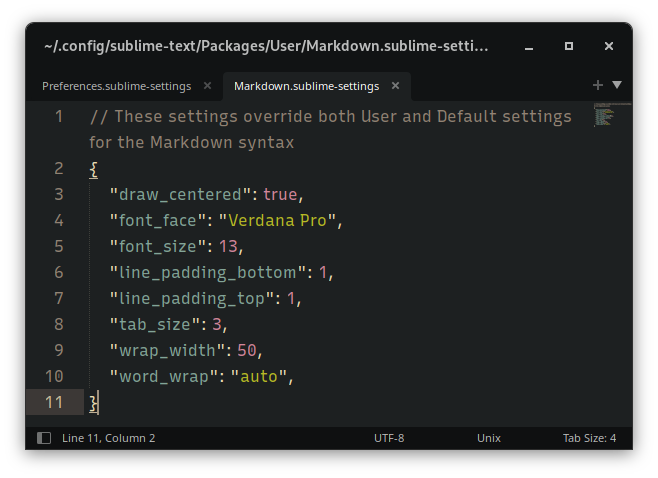 Sublime Text Markdown settings